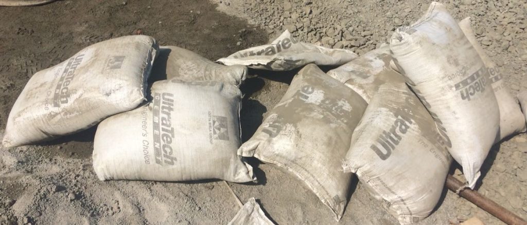 cement bag into cum