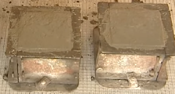 concrete filled in cube mould