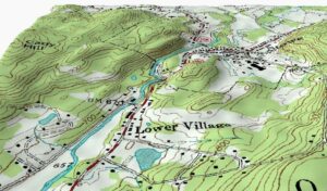 A topographic map of Stowe, Vermont with contour lines